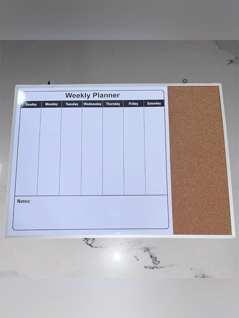 Dry Erase Magnetic Whiteboard and Cork Weekly Planner 23x17 Inches